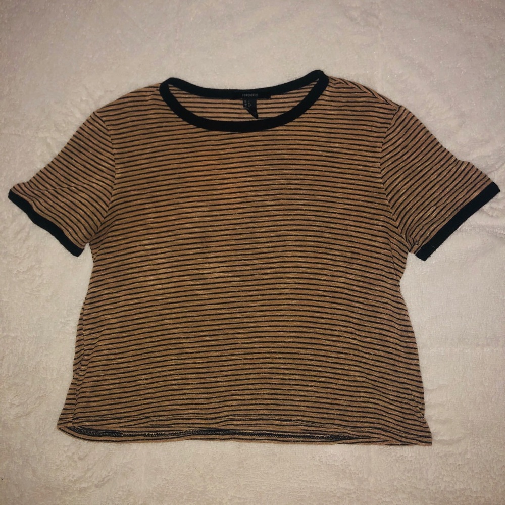 Forever 21 Cropped Striped Tee